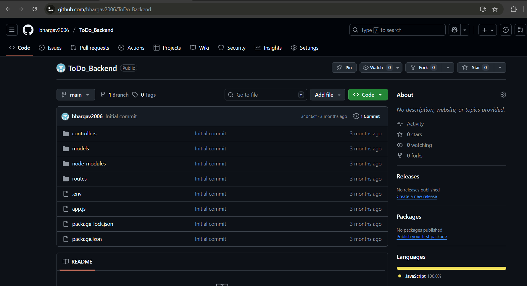 ToDo Application Backend